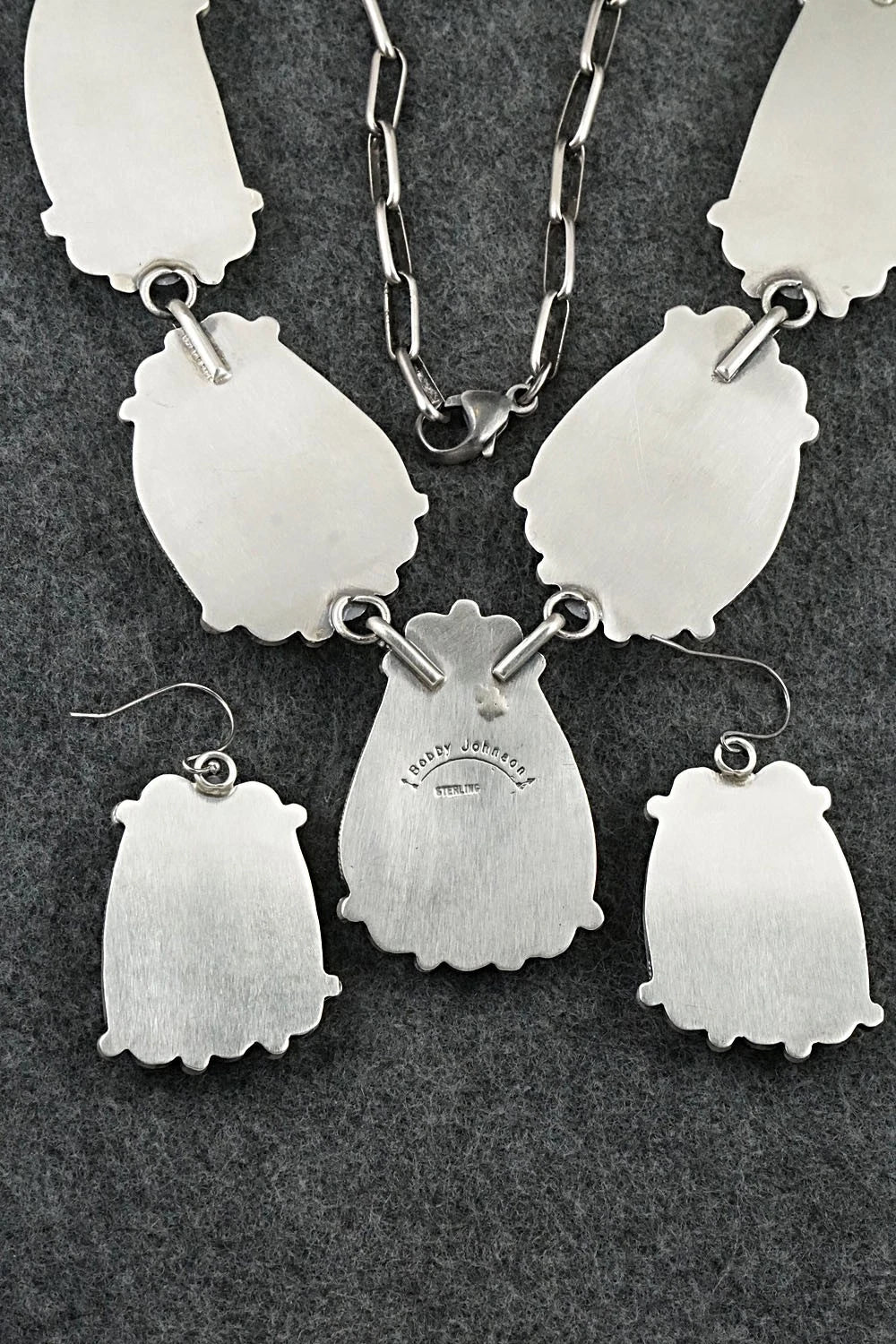 Turquoise & Sterling Silver Necklace and Earrings Set - Bobby Johnson