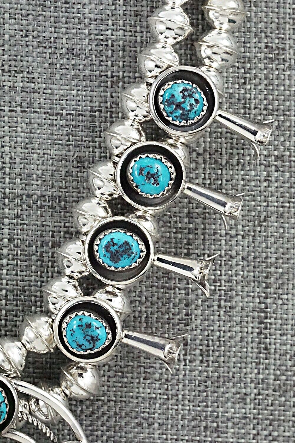 Turquoise & Sterling Silver Mini Squash Blossom Set - Phil Garcia