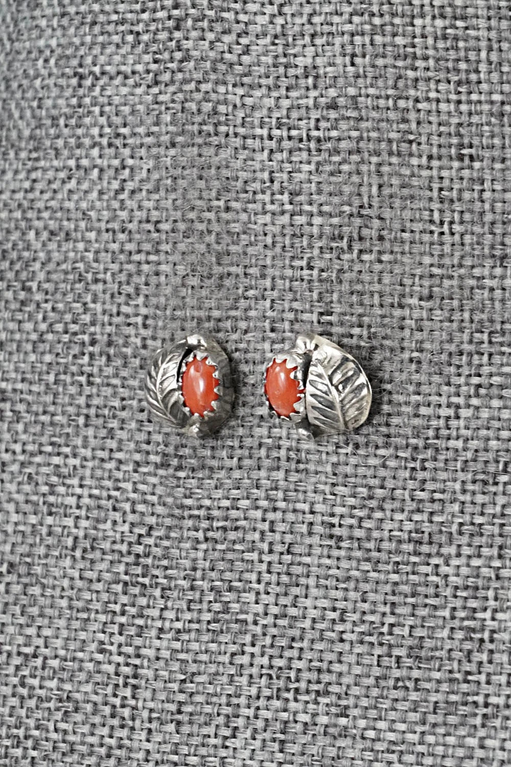 Coral & Sterling Silver Earrings - Roselene Joe