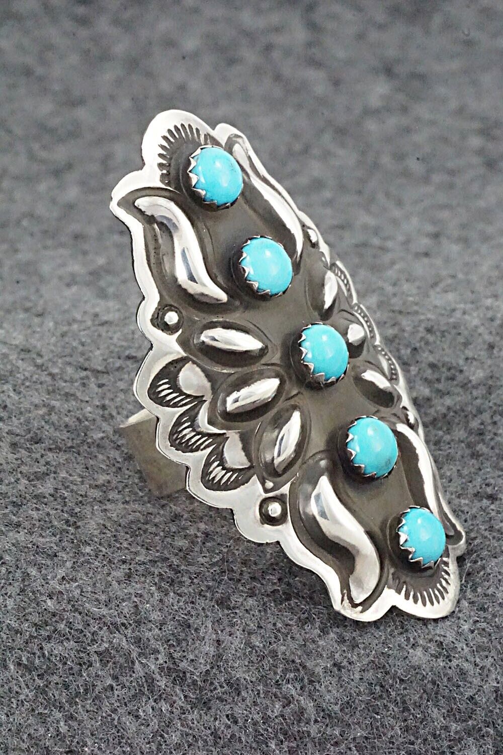 Turquoise & Sterling Silver Ring - Leander Tahe - Size 9.5