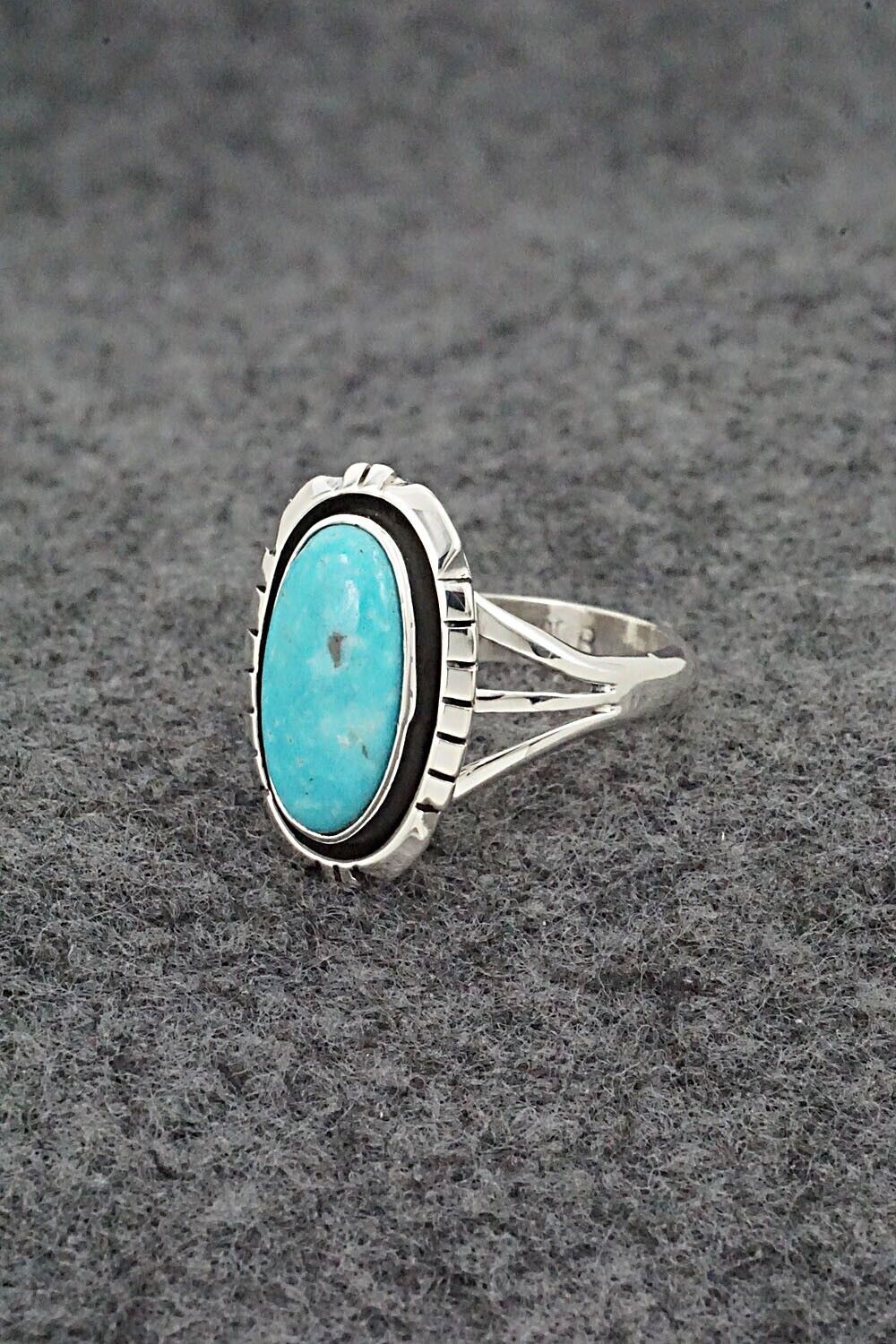 Turquoise & Sterling Silver Ring - Amos Begay - Size 7.5