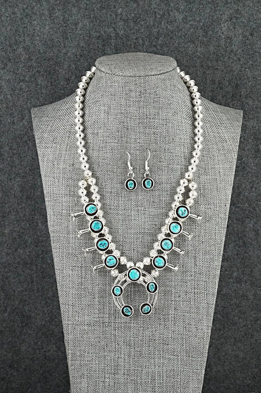 Turquoise & Sterling Silver Squash Blossom Set - Phil Garcia