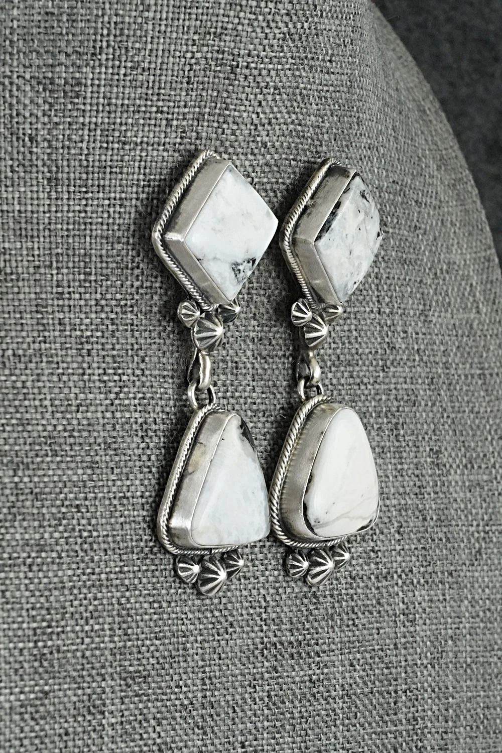 White Buffalo & Sterling Silver Necklace and Earrings Set - Paul Livingston