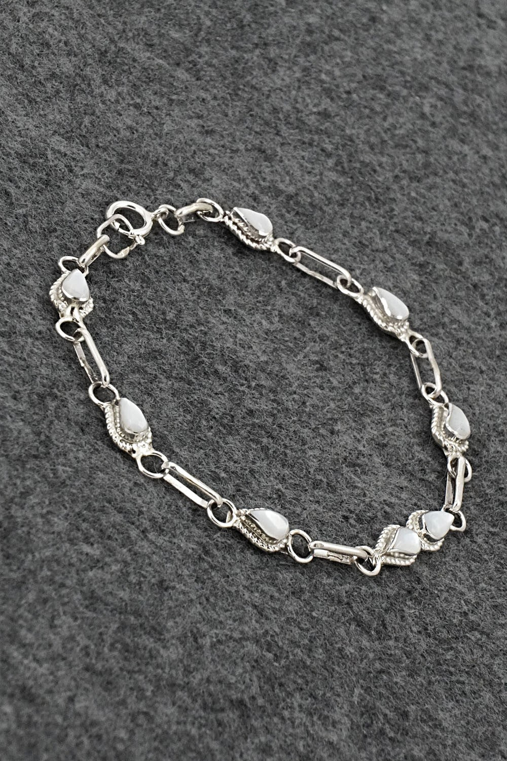 Mother of Pearl & Sterling Silver Link Bracelet - Carol Lateyice