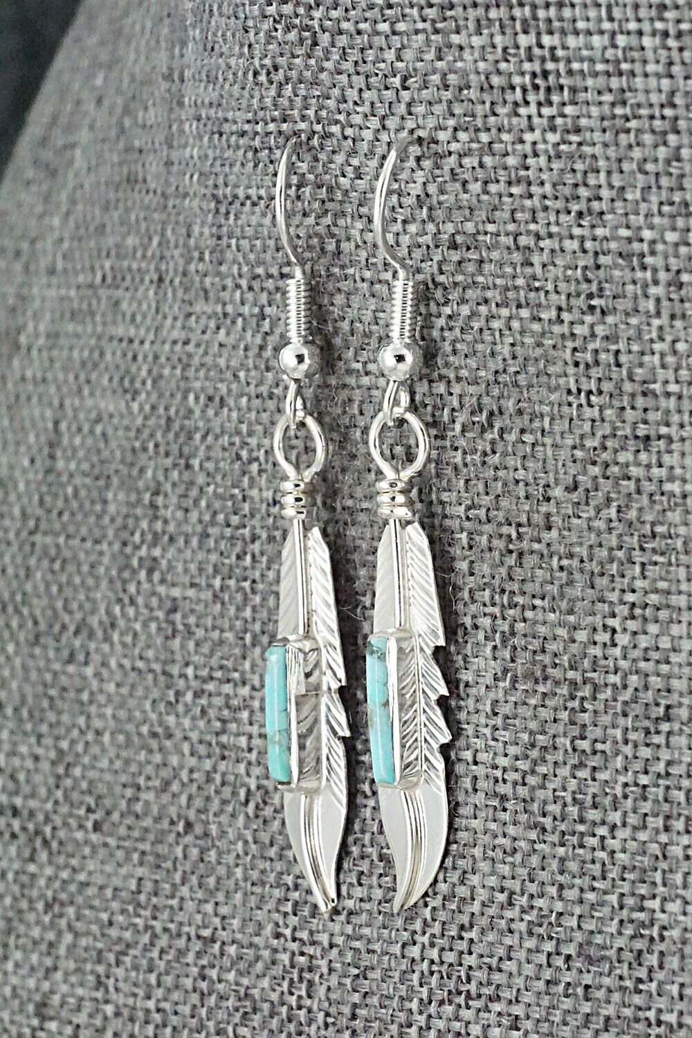 Turquoise & Sterling Silver Inlay Earrings - Allen Barney