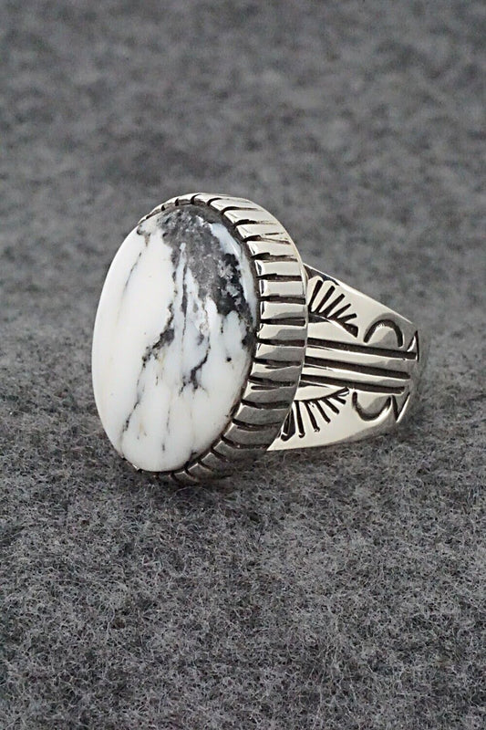 White Buffalo & Sterling Silver Ring - Akee Douglas - Size 11