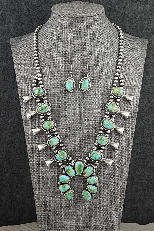 Turquoise & Sterling Silver Squash Blossom Set - Mark Yazzie