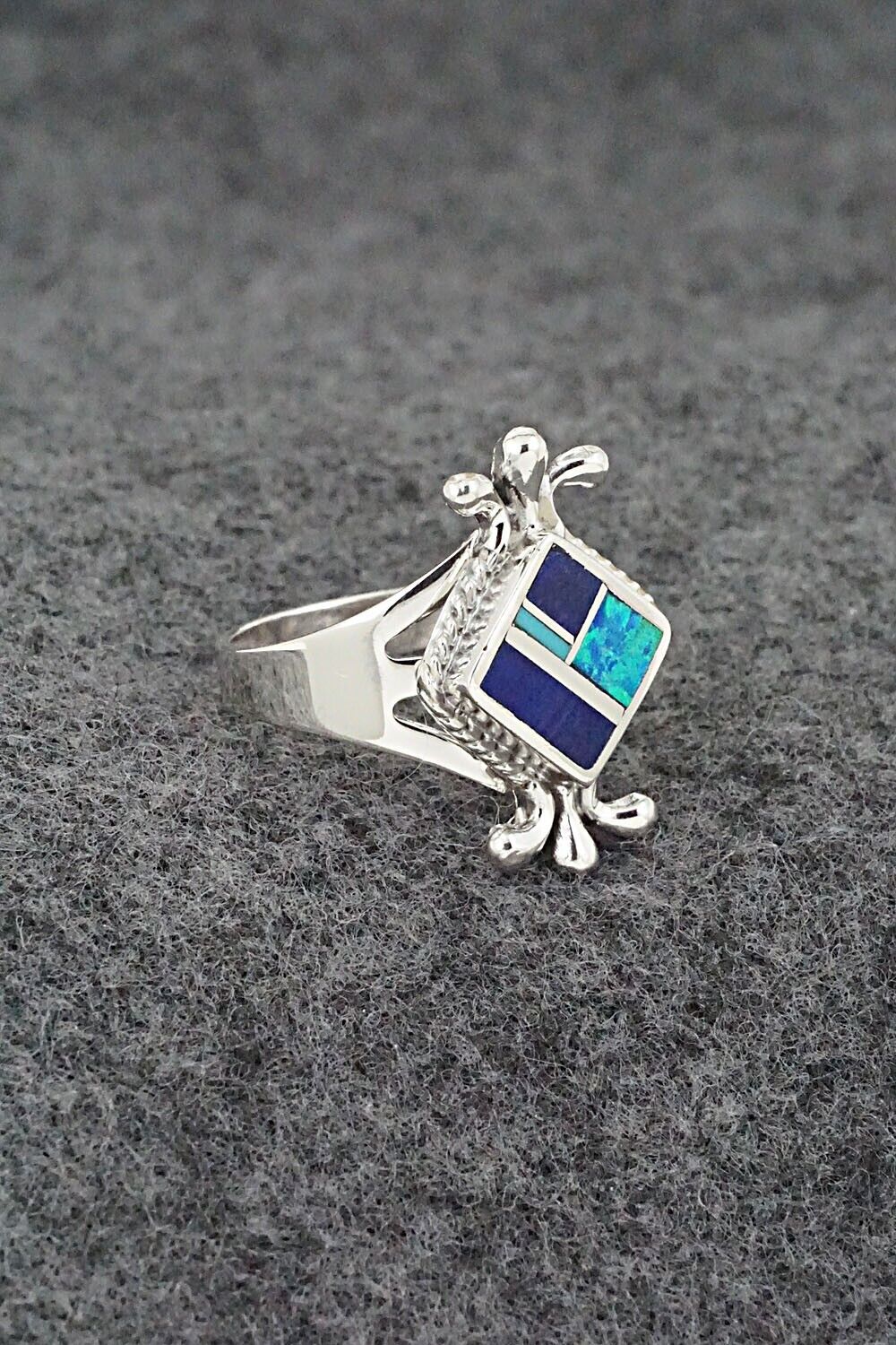 Multi-Stone & Sterling Silver Inlay Ring - James Manygoats - Size 6.25
