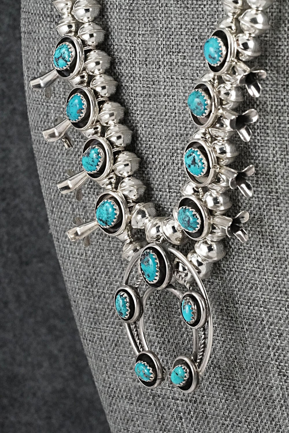 Turquoise & Sterling Silver Squash Blossom Set - Phil Garcia