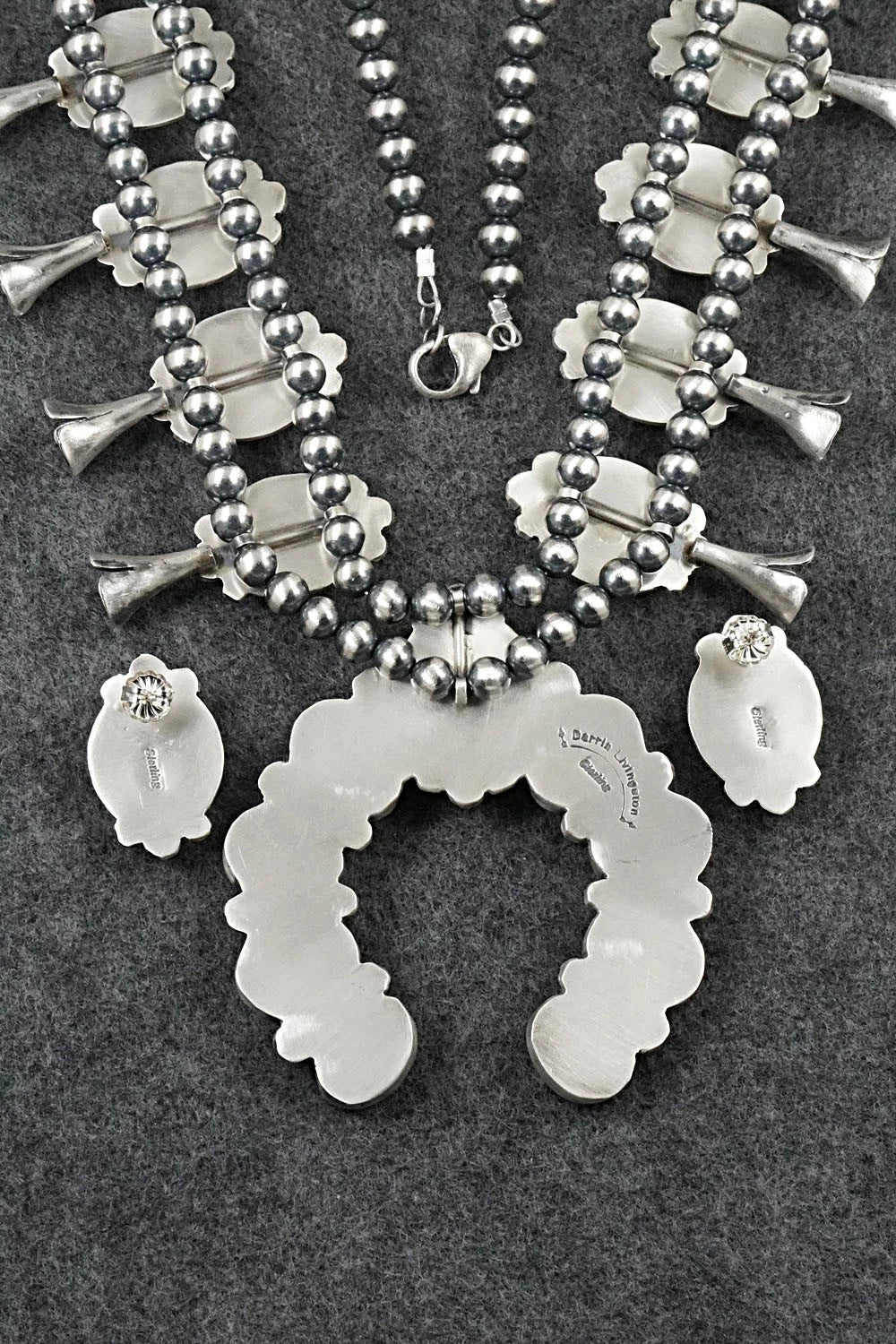 White Buffalo & Sterling Silver Squash Blossom Set - Darrin Livingston