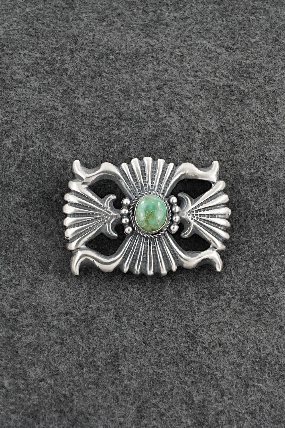 Turquoise & Sterling Silver Belt Buckle - Harrison Bitsue