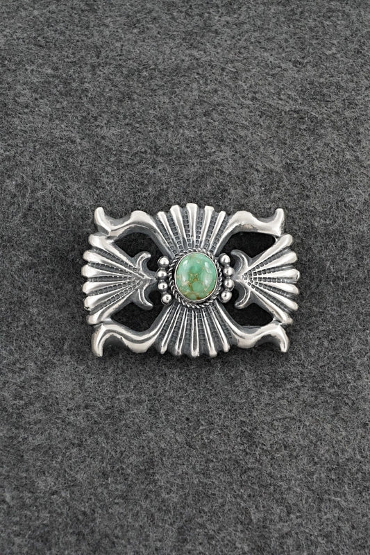 Turquoise & Sterling Silver Belt Buckle - Harrison Bitsue