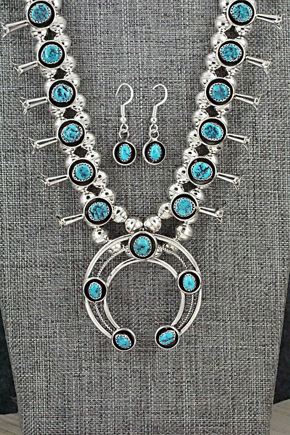 Turquoise & Sterling Silver Squash Blossom Set - Phil Garcia