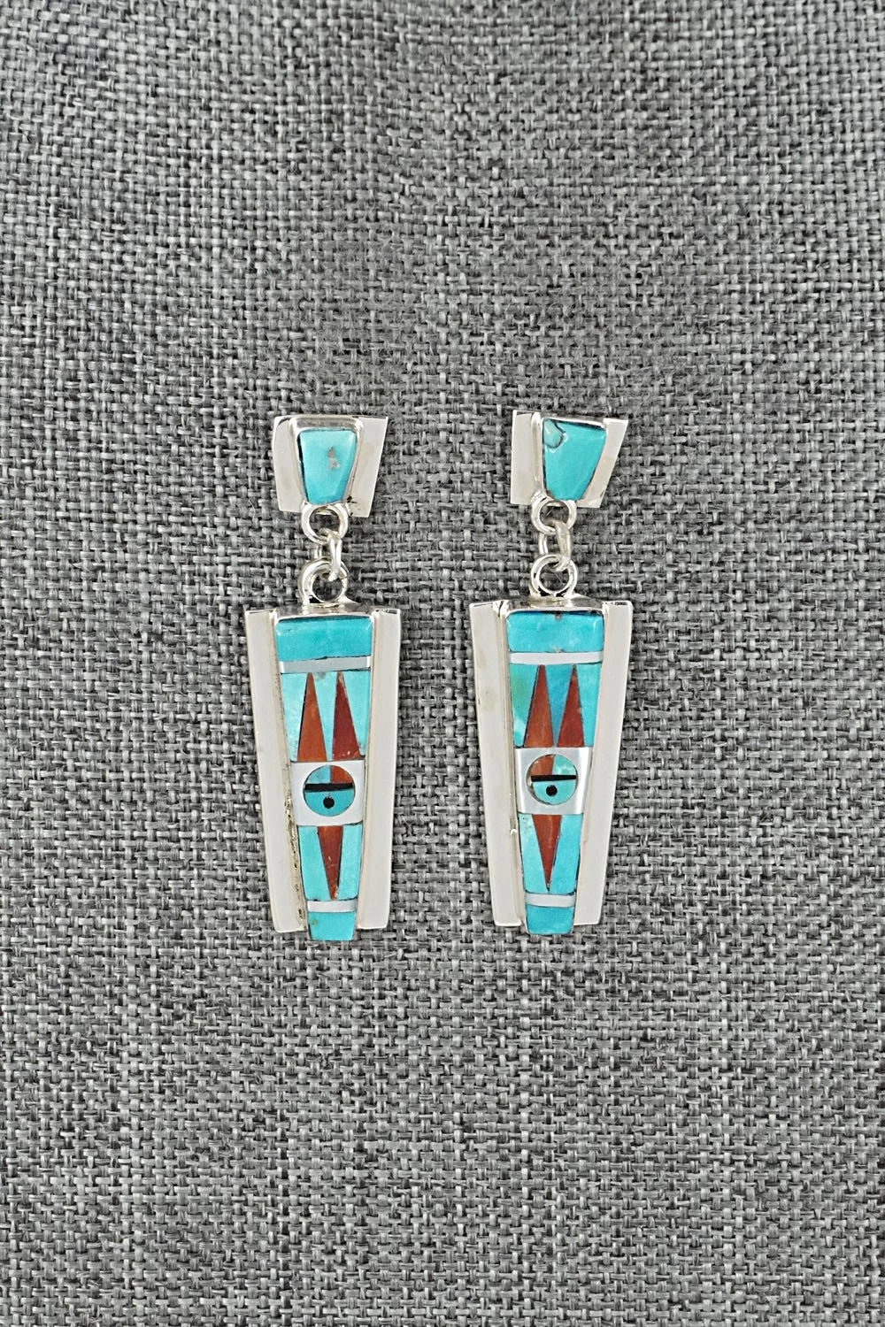 Multi-Stone & Sterling Silver Inlay Earrings - Rayland Edaakie