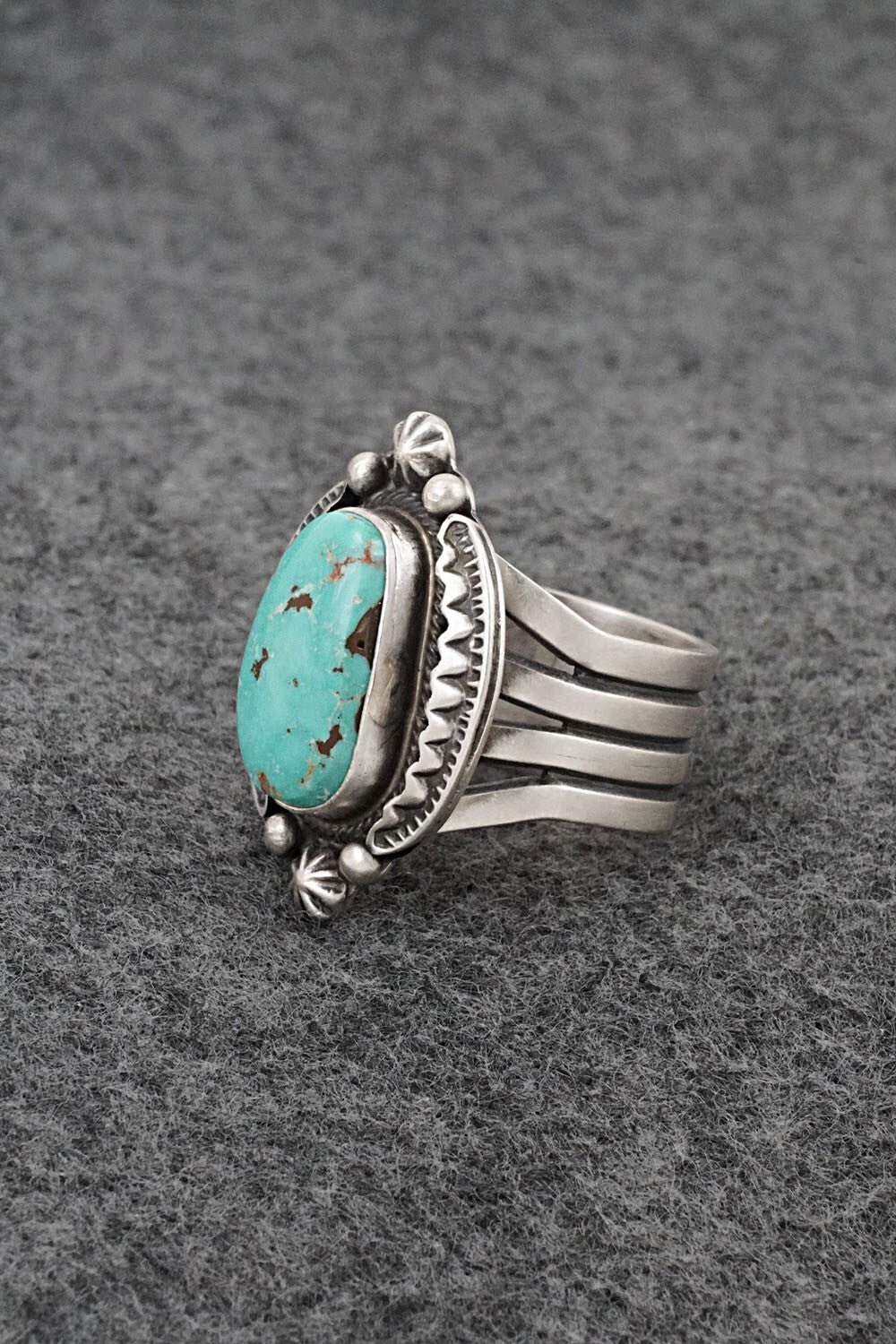 Turquoise & Sterling Silver Ring - Randy Billy - Size 8.5