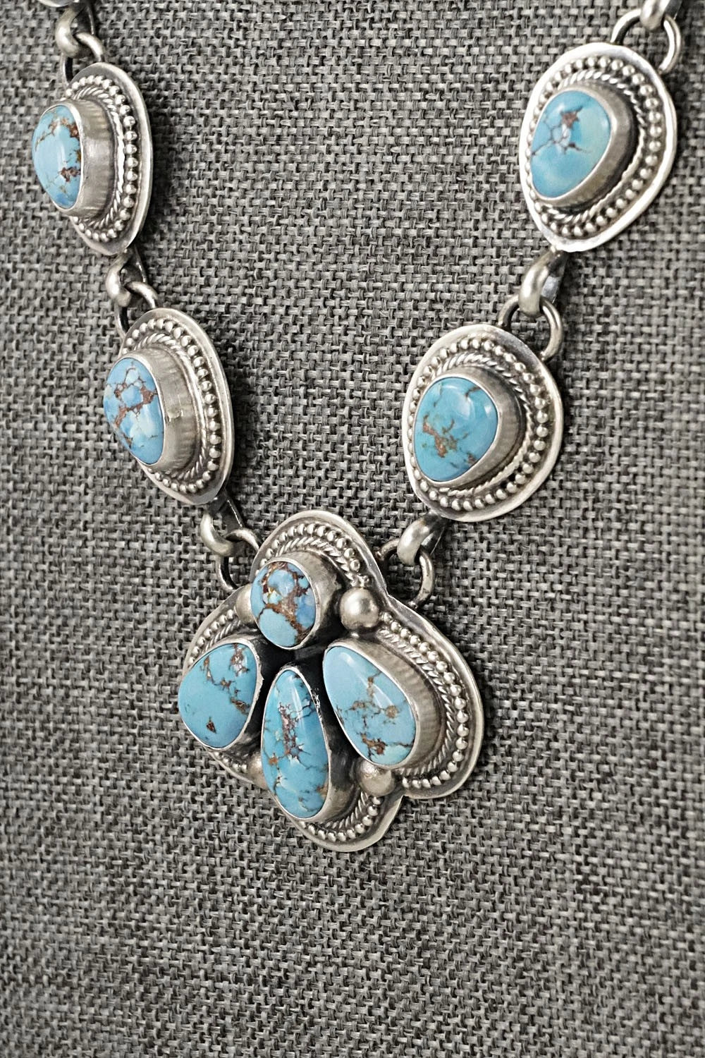 Turquoise & Sterling Silver Necklace and Earrings Set - Kathleen Livingston