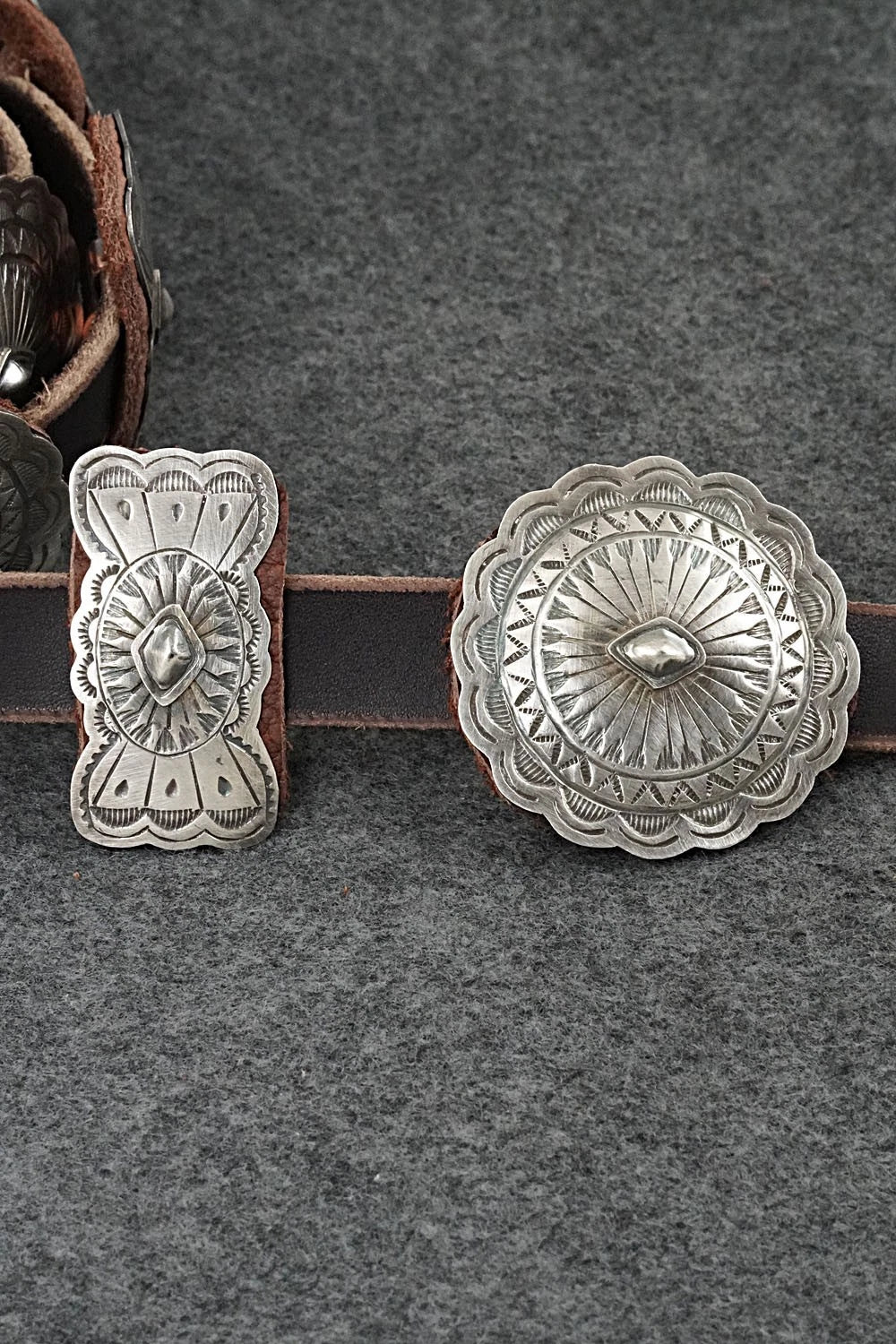 Sterling Silver & Leather Concho Belt - Dan Morgan