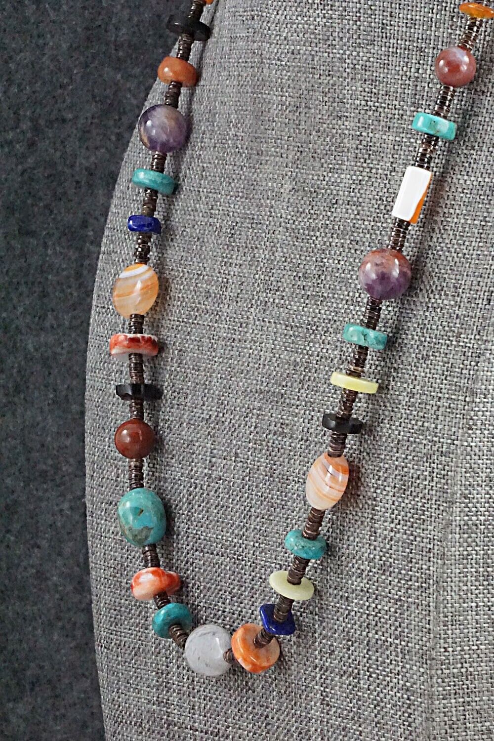 Multi-Stone and Sterling Silver Necklace - Helen Tsosie