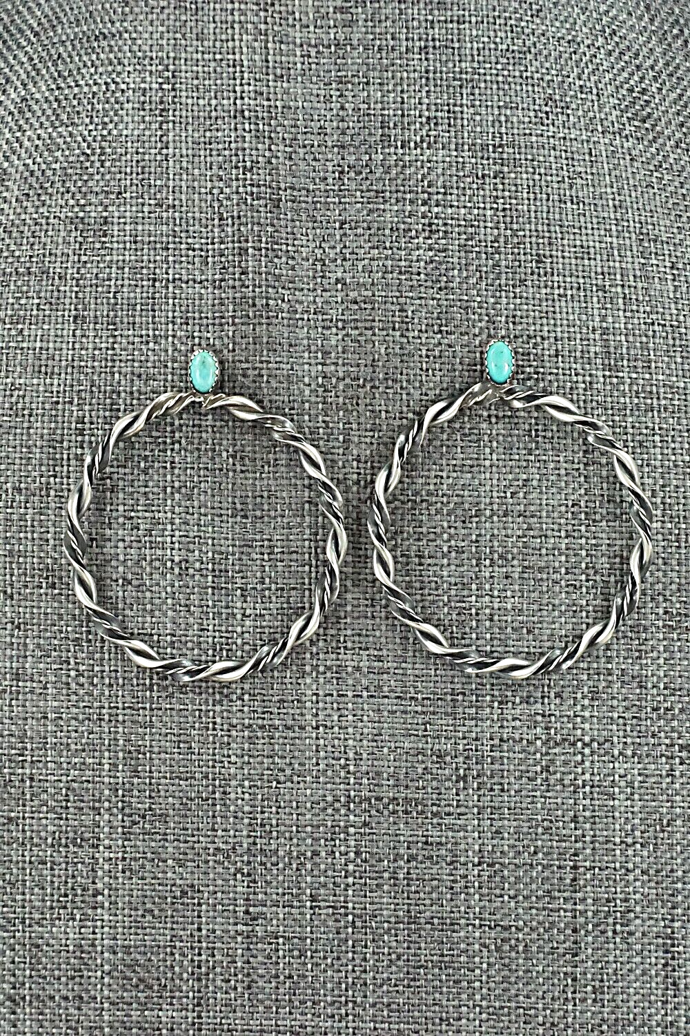 Turquoise & Sterling Silver Earrings - Nelson Leonard Jr.