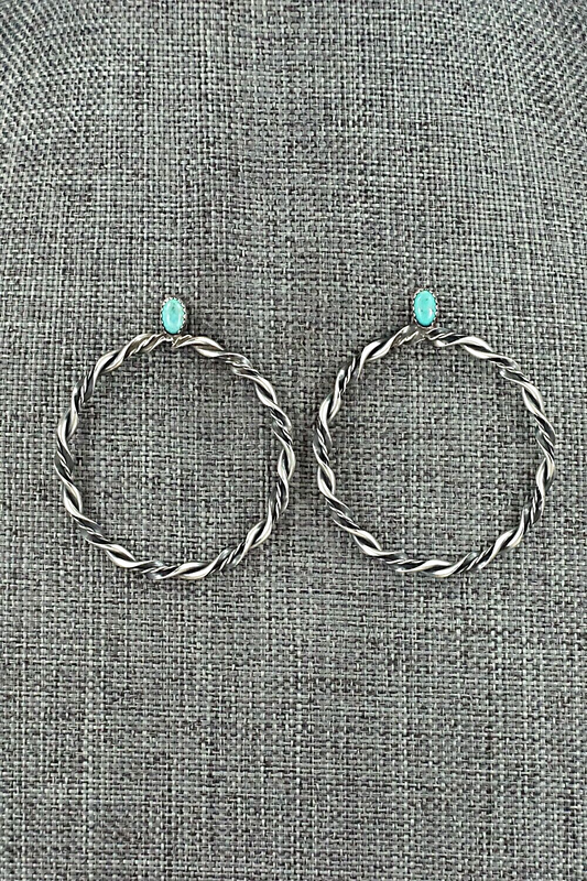 Turquoise & Sterling Silver Earrings - Nelson Leonard Jr.