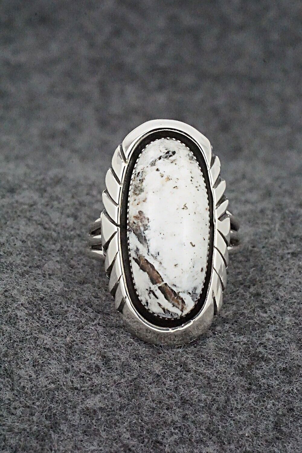 White Buffalo & Sterling Silver Ring - Myra Benally - Size 8