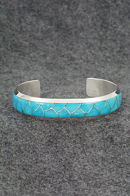 Turquoise & Sterling Silver Inlay Bracelet - Stewart Tucson