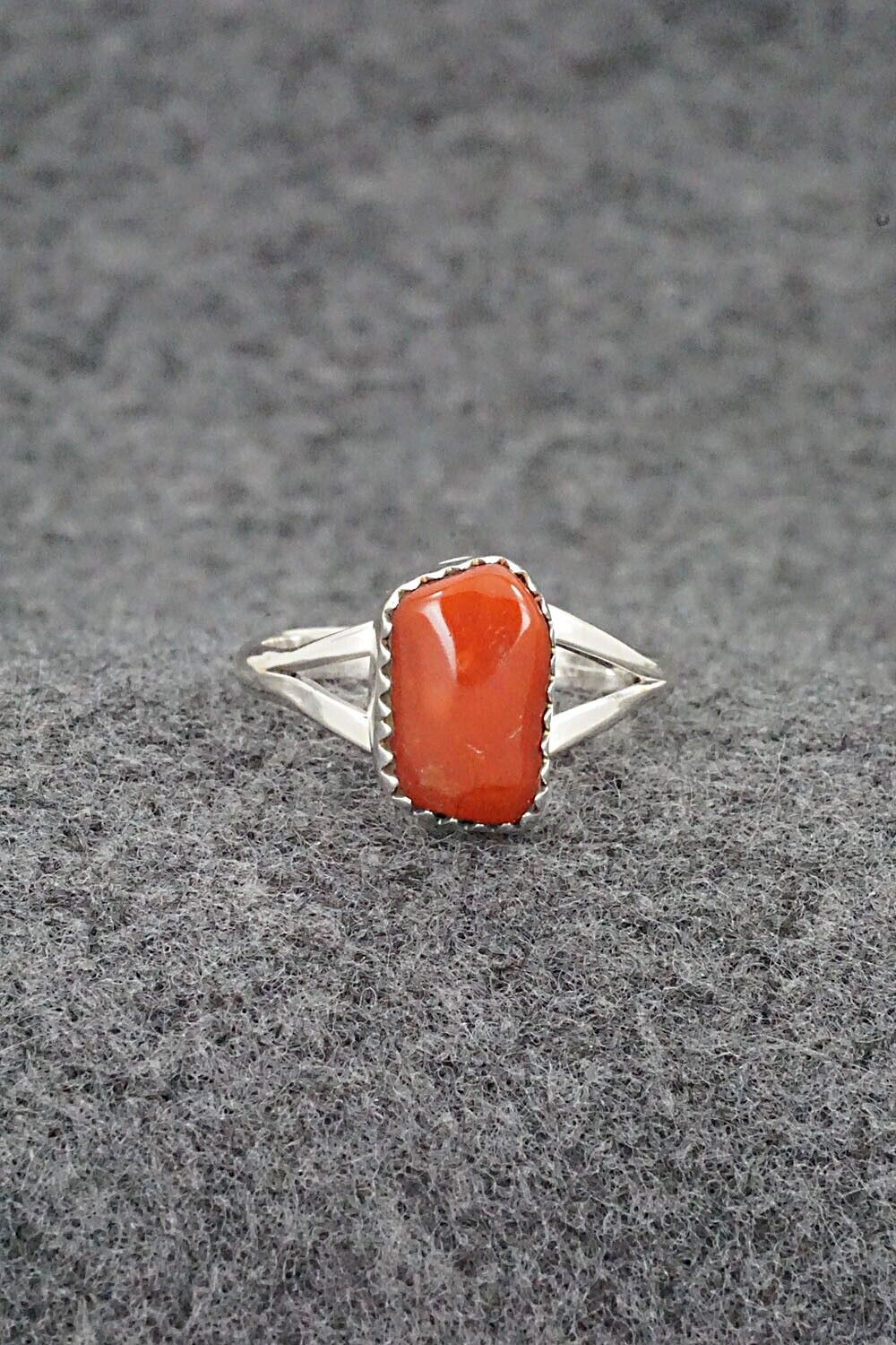 Coral & Sterling Silver Ring - Letricia Largo - Size 8.25