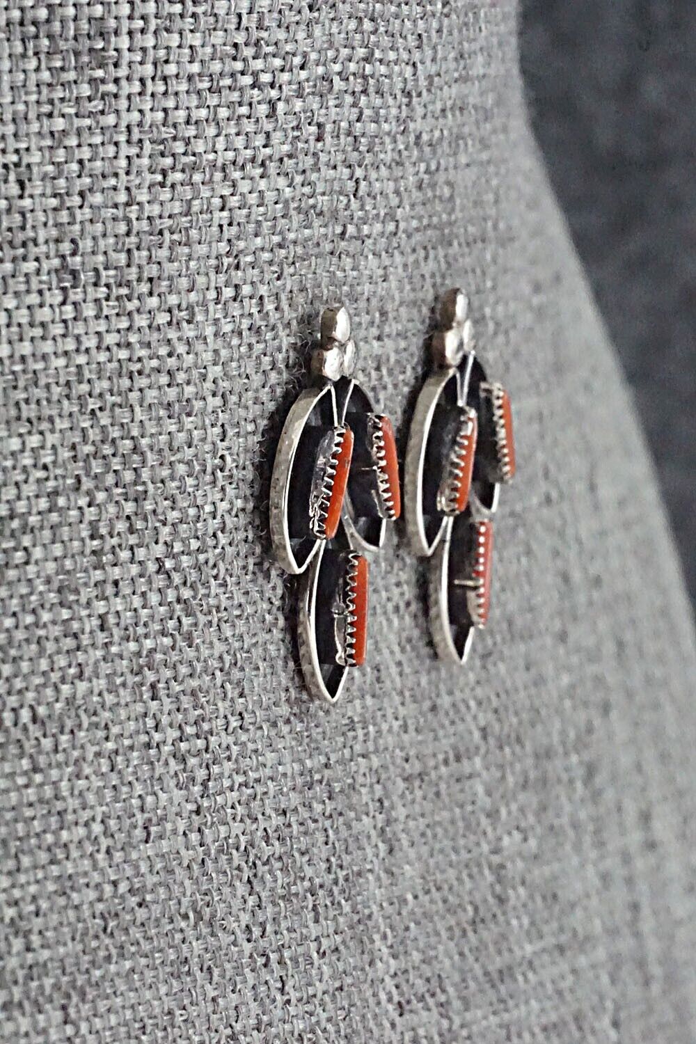 Coral & Sterling Silver Earrings - Fernando Othole