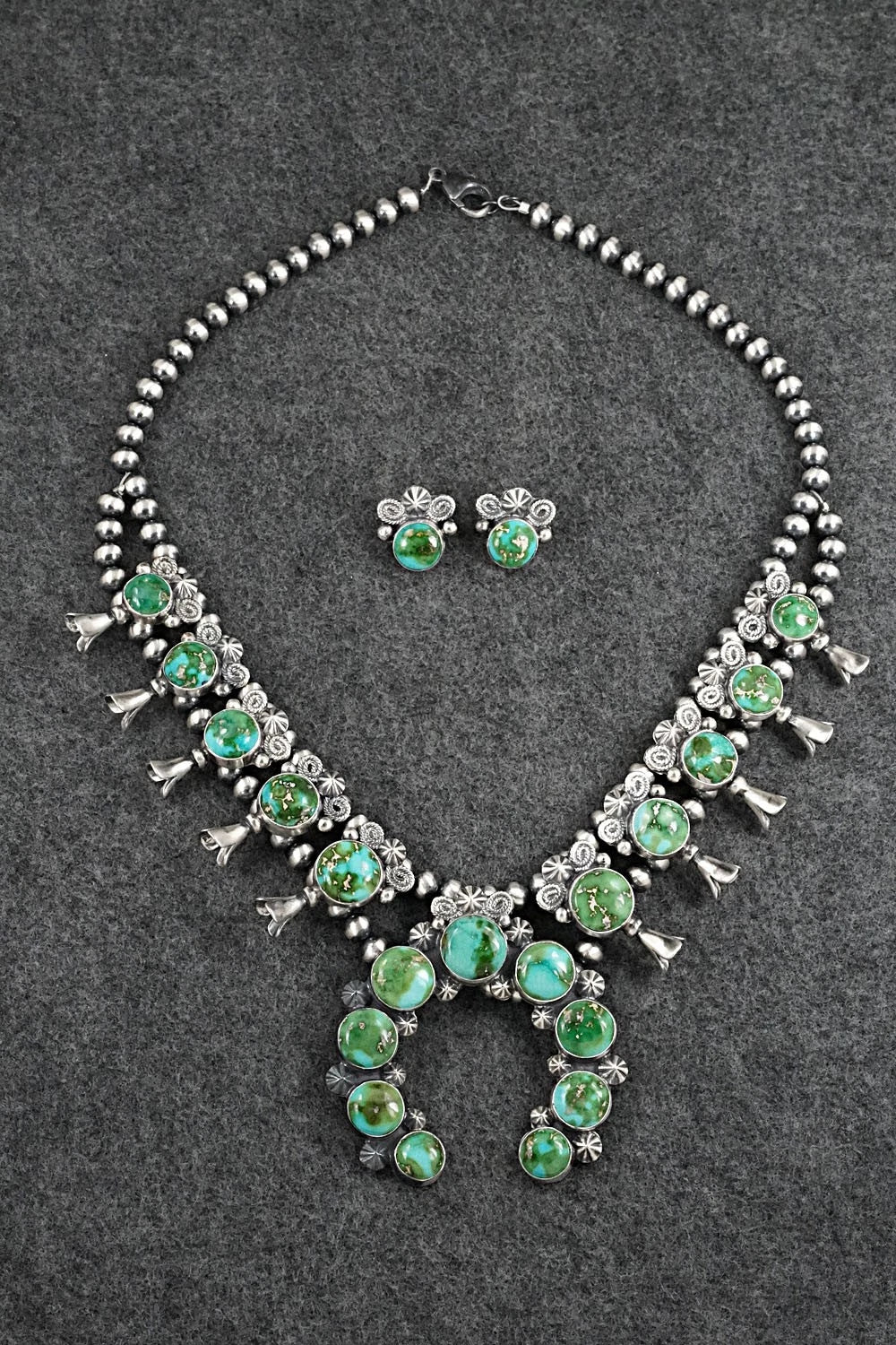 Turquoise & Sterling Silver Squash Blossom Set - Darrin Livingston