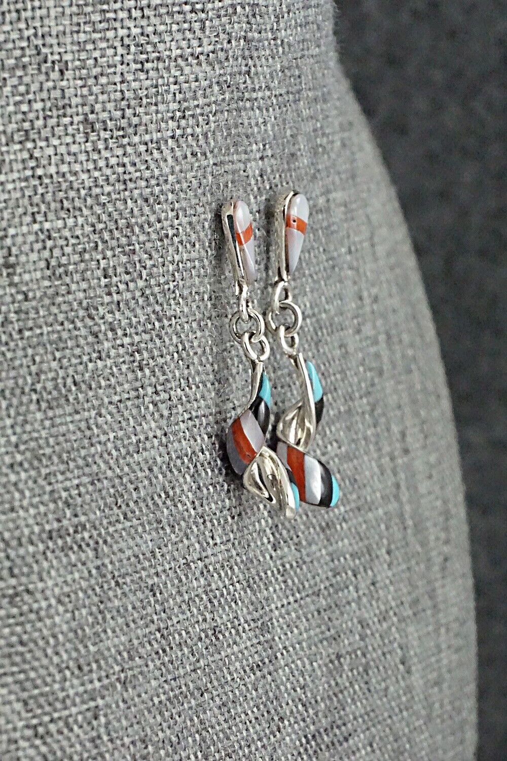 Multi-Stone & Sterling Silver Inlay Earrings - Idella Edaakie