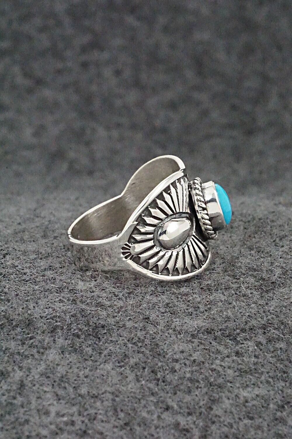 Turquoise & Sterling Silver Ring - Derrick Gordon - Size 8.5