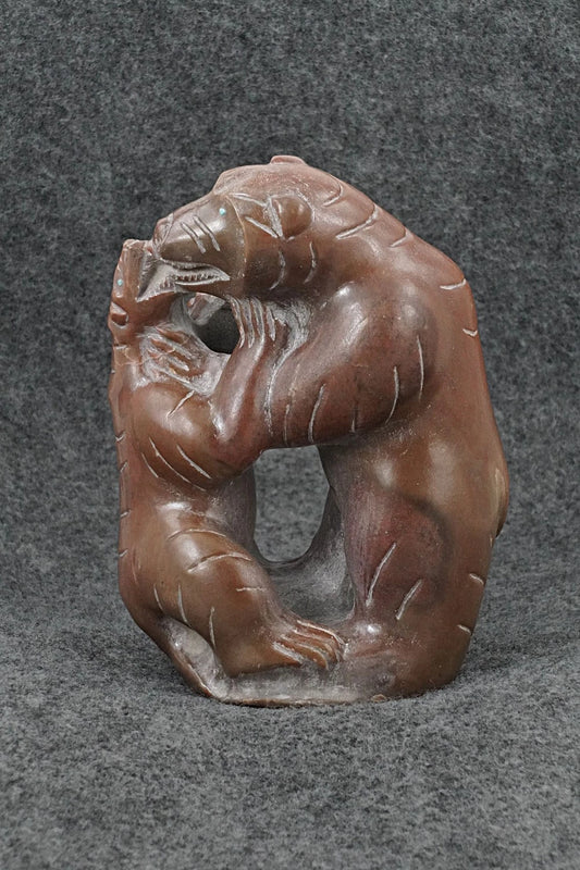 Bear & Badger Zuni Fetish Carving - Terrance Panteah