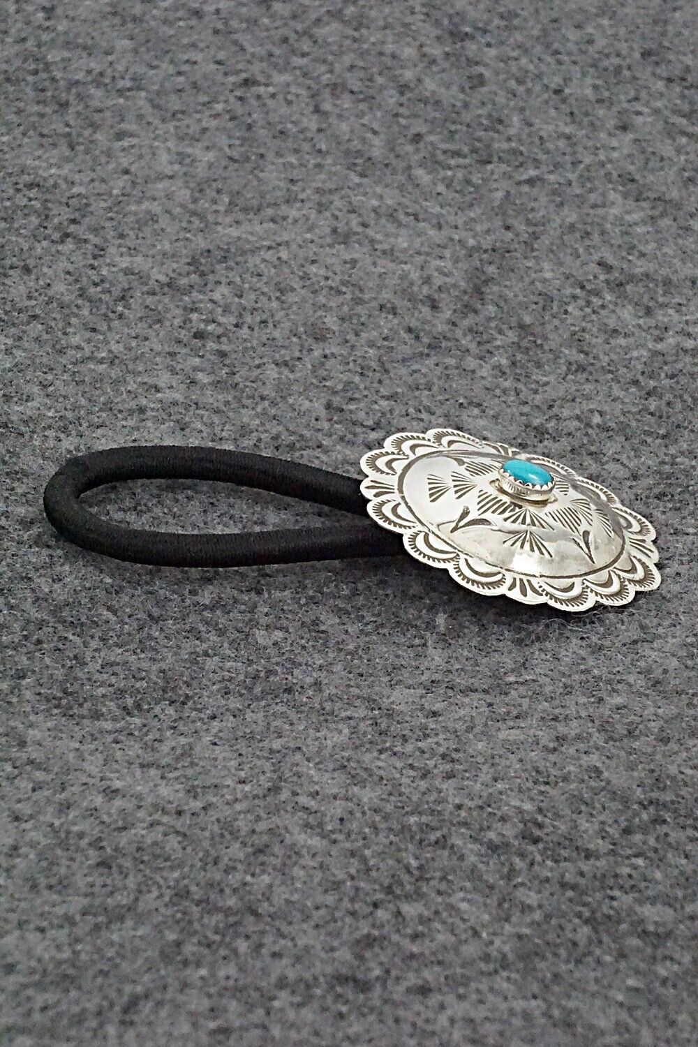 Turquoise & Sterling Silver Hair Tie - Bertha Begay