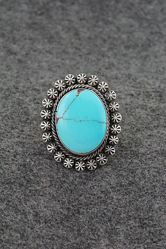 Turquoise & Sterling Silver Ring - Paul Livingston - Size 9