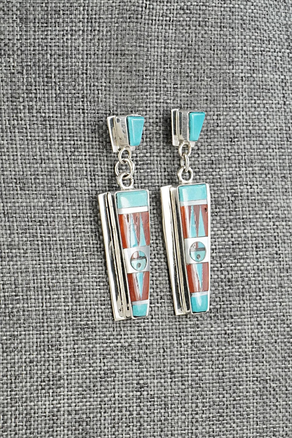 Multi-Stone & Sterling Silver Inlay Earrings - Rayland Edaakie