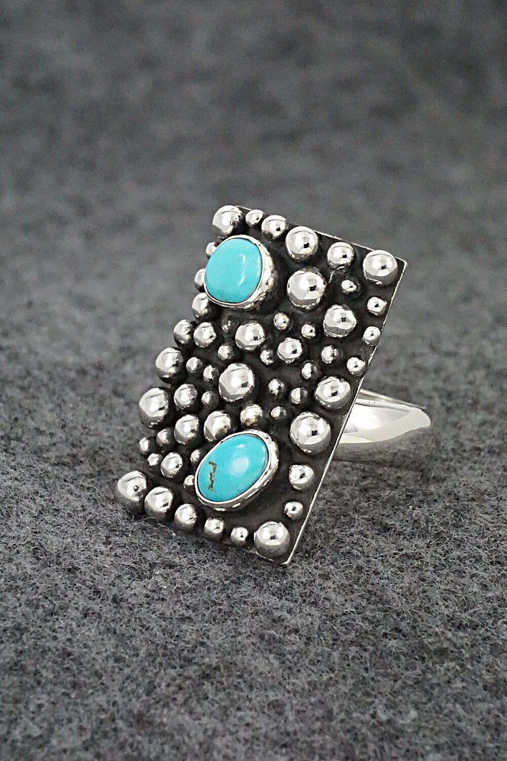 Turquoise and Sterling Silver Ring - Raymond Coriz - Size 9.5 Adj.