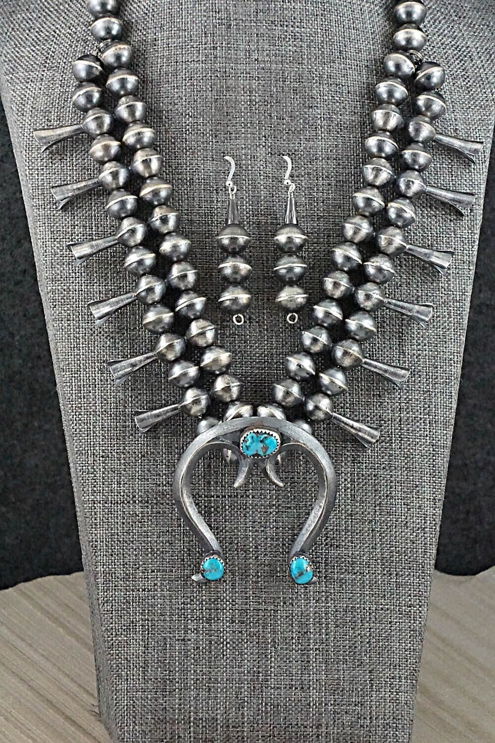 Turquoise & Sterling Silver Squash Blossom Set - Gilbert Martin