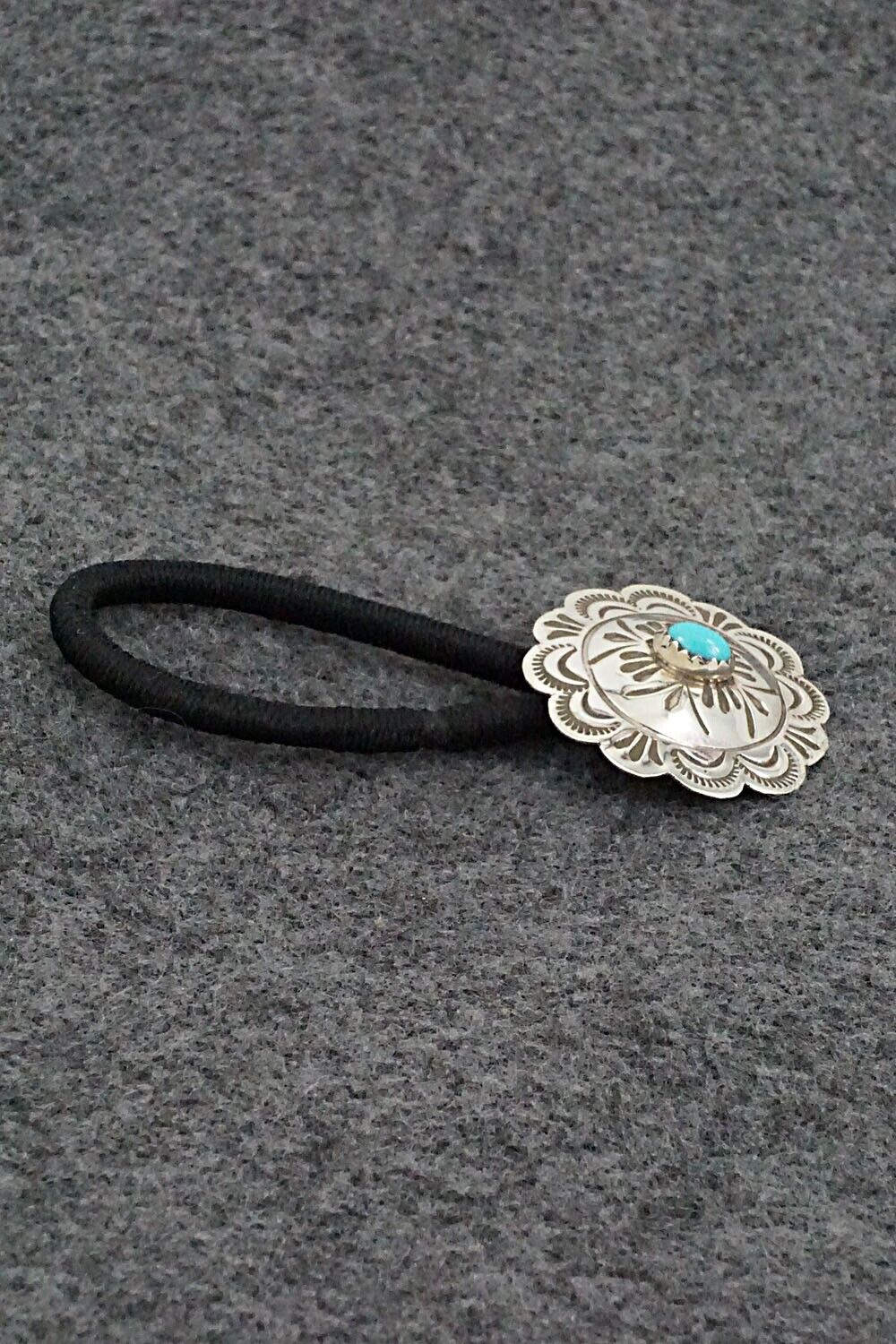 Turquoise & Sterling Silver Hair Tie - Bertha Begay