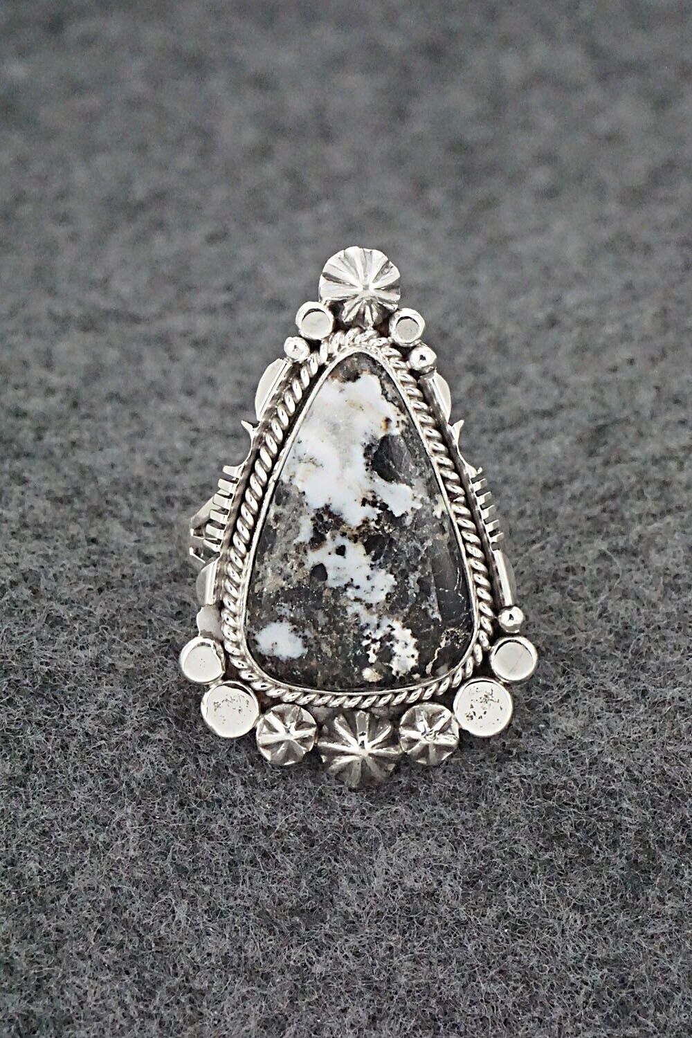 White Buffalo & Sterling Silver Ring - Daniel Benally - Size 10