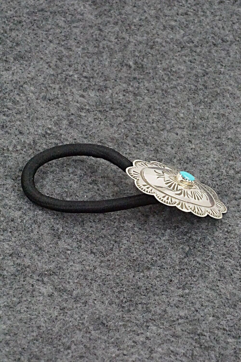 Turquoise & Sterling Silver Hair Tie - Bertha Begay