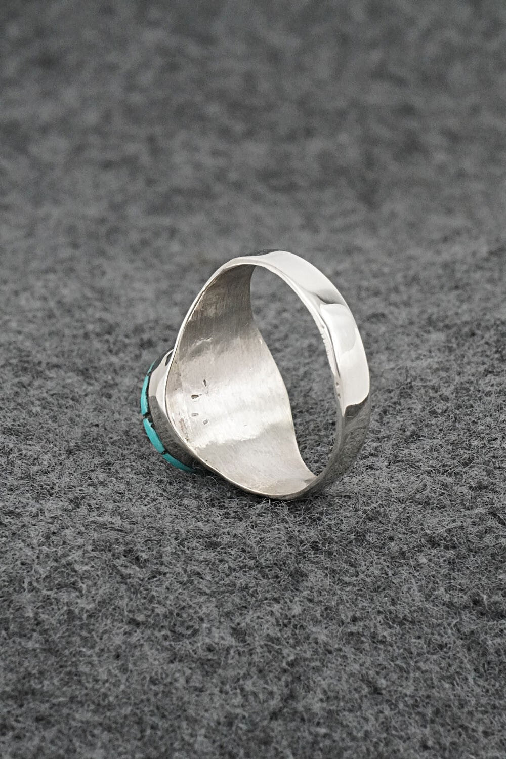 Turquoise & Sterling Silver Inlay Ring - Johnson Laweka - Size 8.5