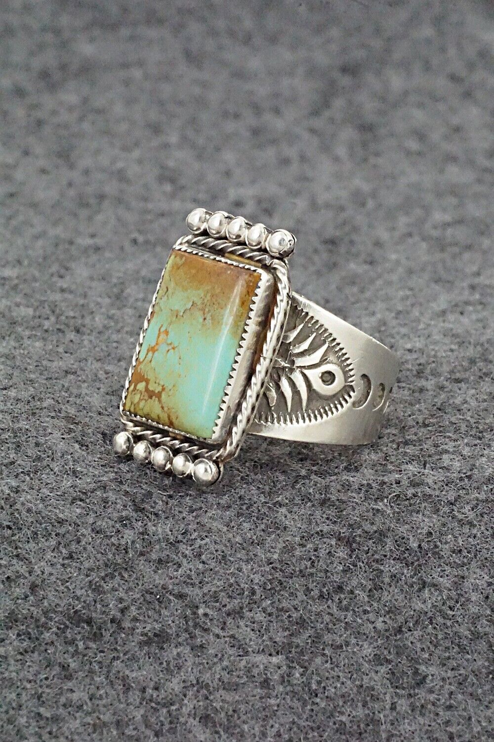 Turquoise & Sterling Silver Ring - Adrienne Gordon - Size 10.5