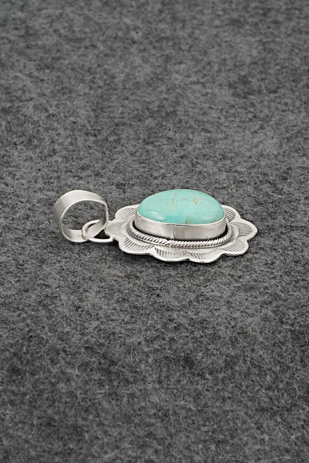 Turquoise & Sterling Silver Pendant - Cordell Platero