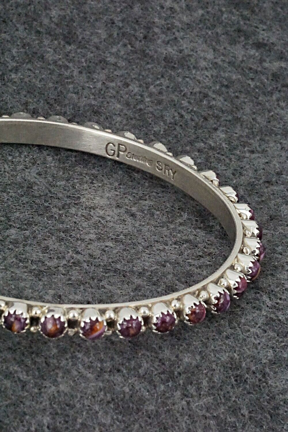 Spiny Oyster & Sterling Silver Bangle - Gaynell Parker