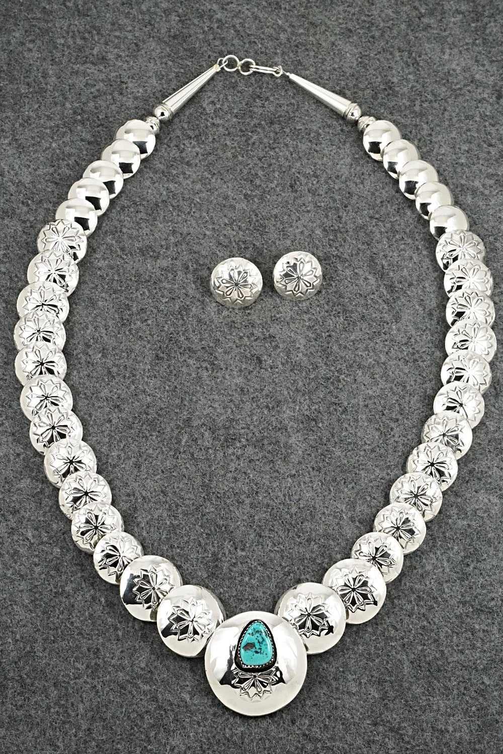 Turquoise Sterling Silver Necklace and Earrings Set - Tim Thompson