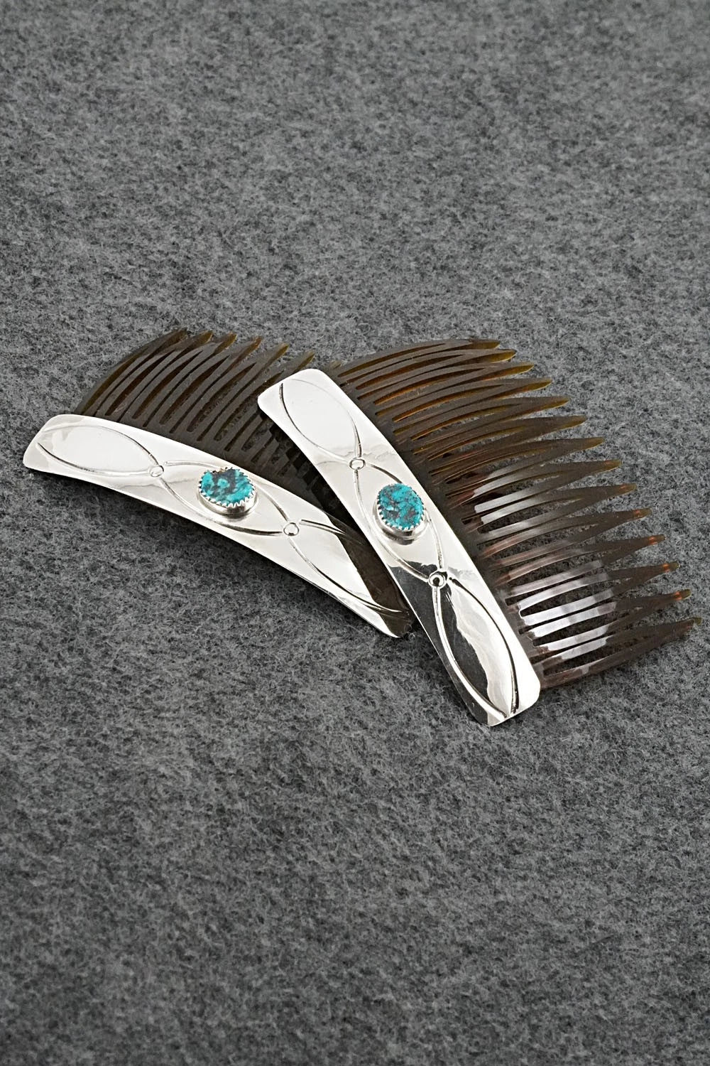 Turquoise & Sterling Silver Hair Combs - Joann Silver