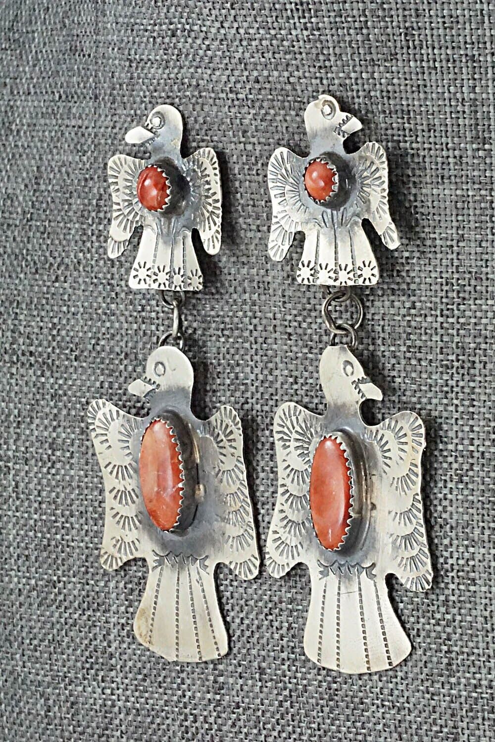 Spiny Oyster & Sterling Silver Earrings - Gabrielle Yazzie