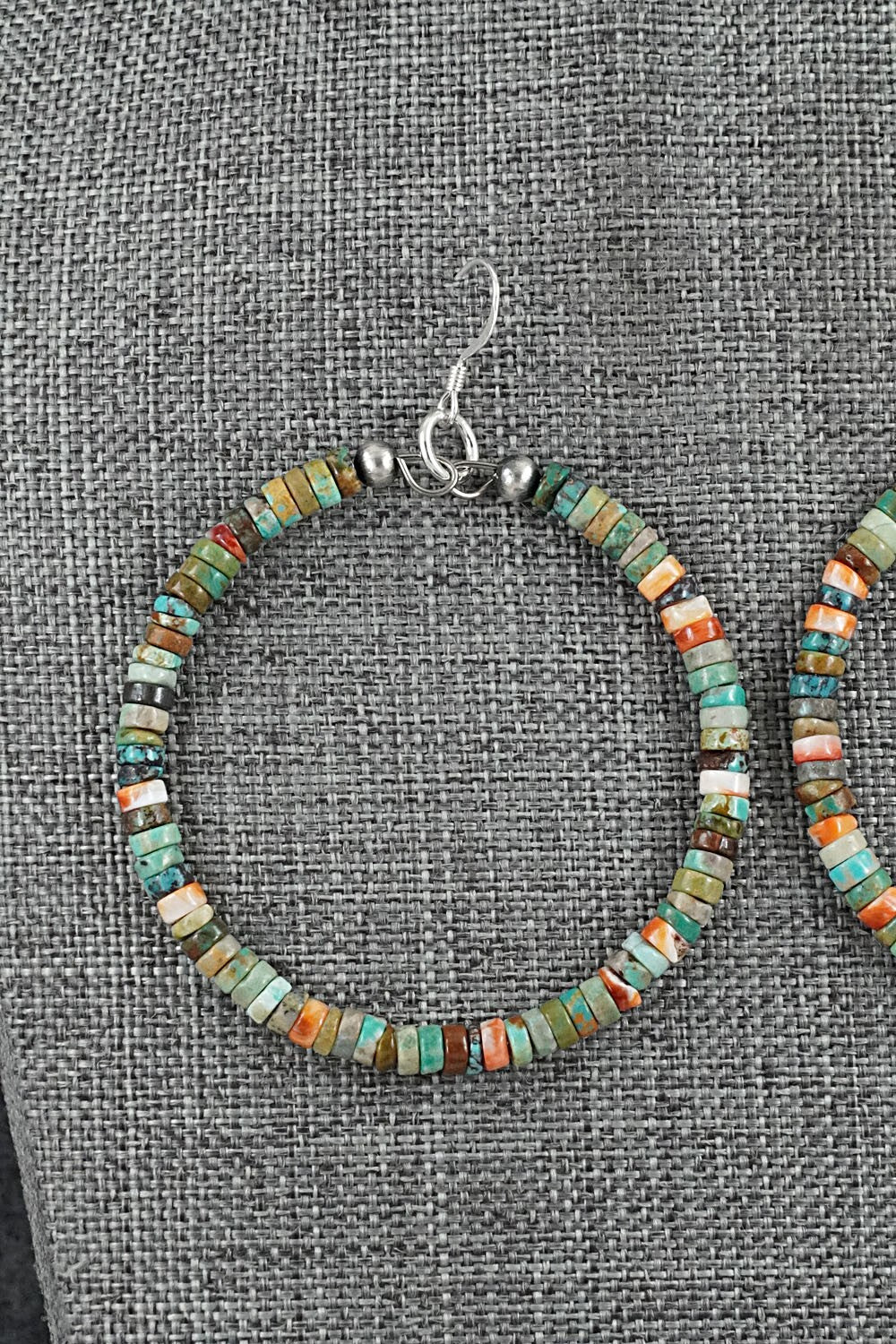 Turquoise, Spiny Oyster & Sterling Silver Earrings - Doreen Jake