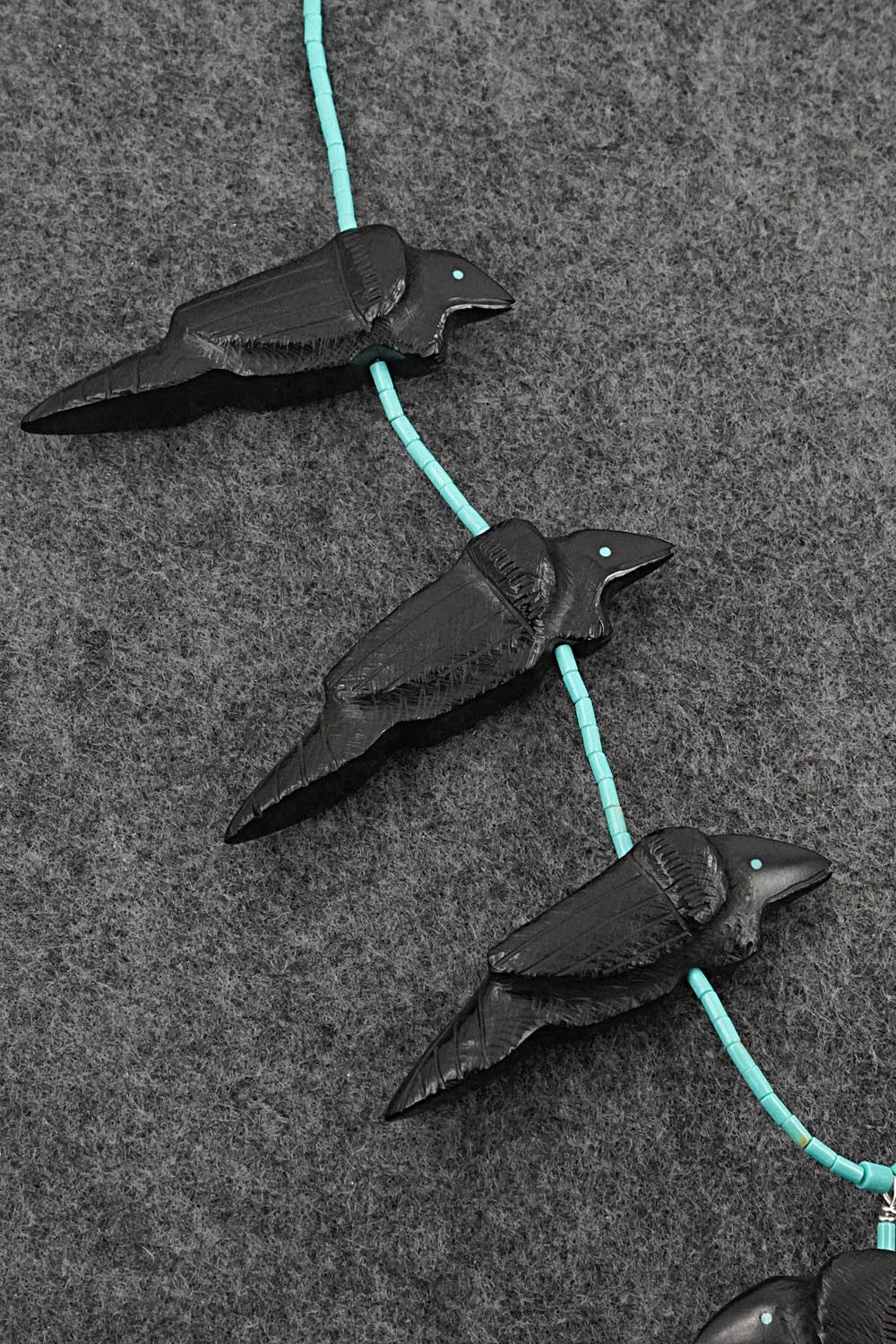 Turquoise & Jet Necklace and Earrings Set - Herb Halate