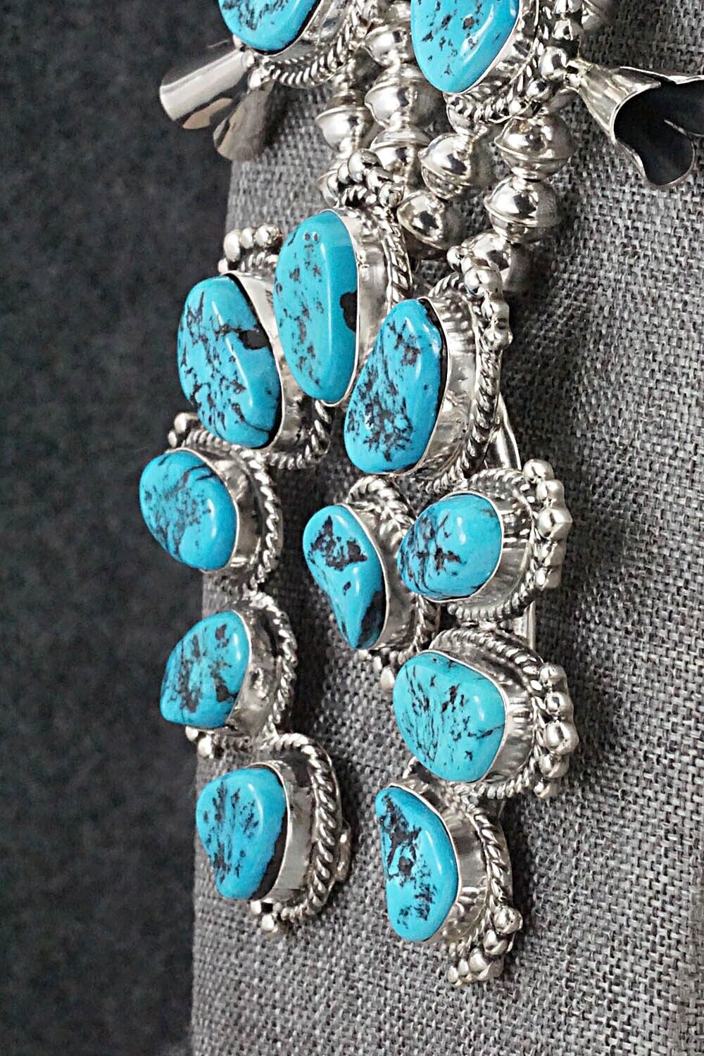 Turquoise & Sterling Silver Squash Blossom Set - Vernon Johnson